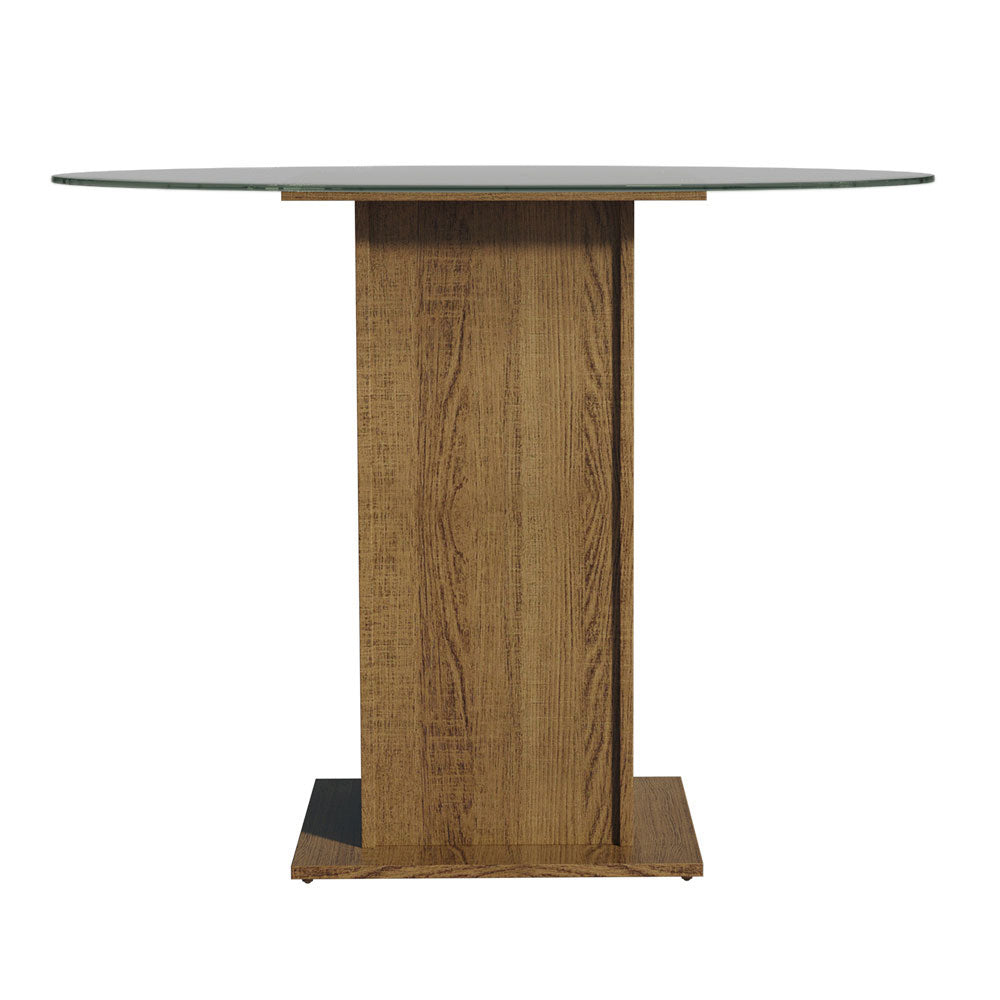 Mesa de Comedor con Encimera Redonda de Cristal Marrón Madesa