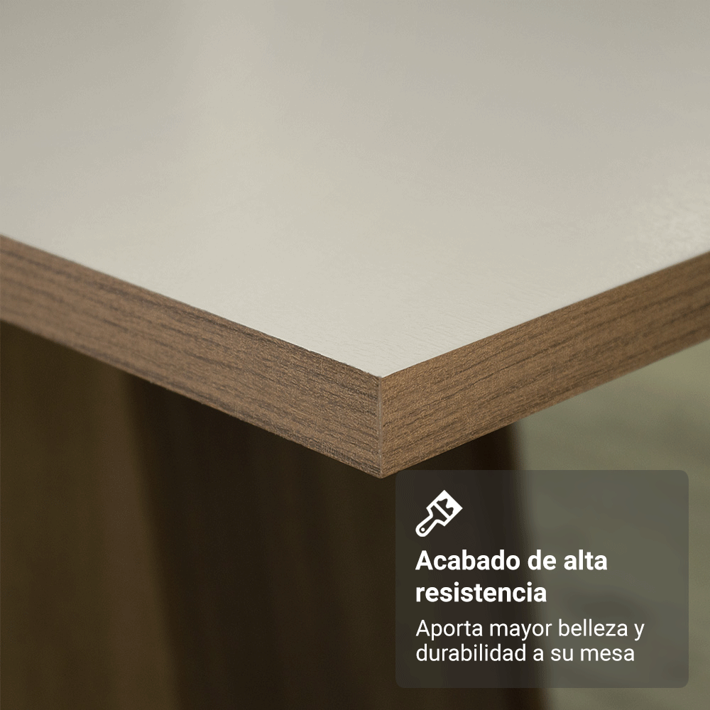 Mesa de Comedor Rectangular 6 Puestos MarrónCrema
