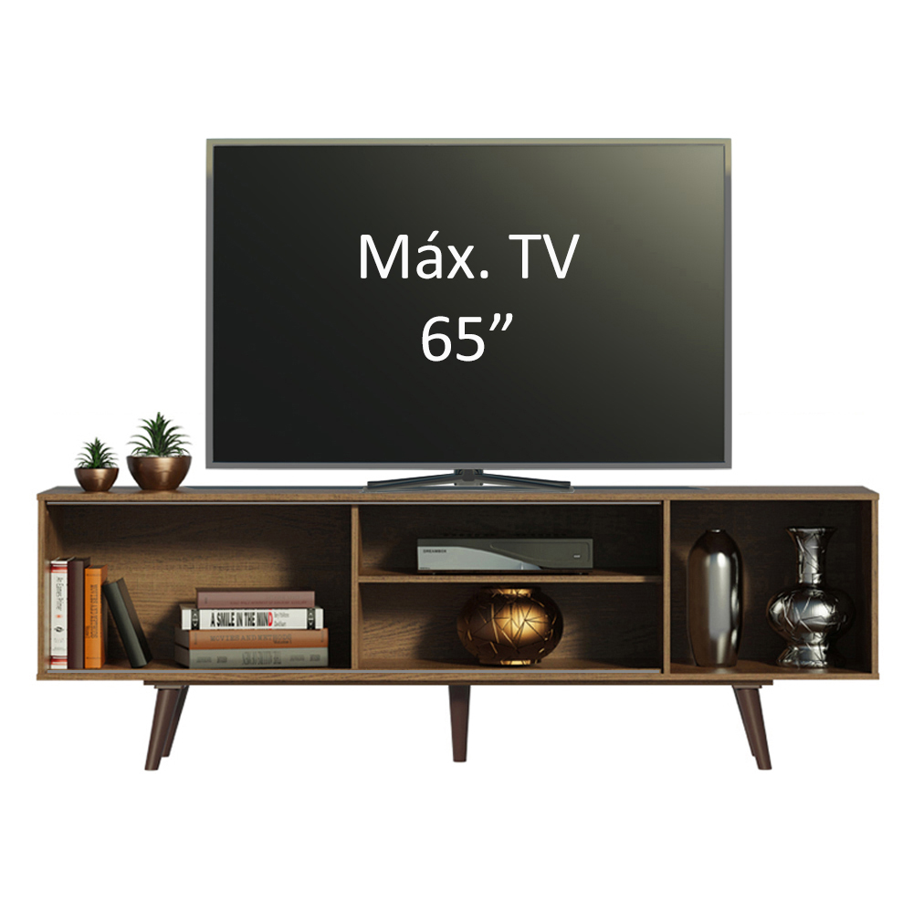 Centro de Entretenimiento Mesa para TV Dubai Hasta 65 Pulgadas Marrón/Blanco (Patas Marrón)