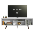 Centro de Entretenimiento Mesa para TV Dubai Hasta 65 Pulgadas Blanco/Marrón (Patas Marrón)