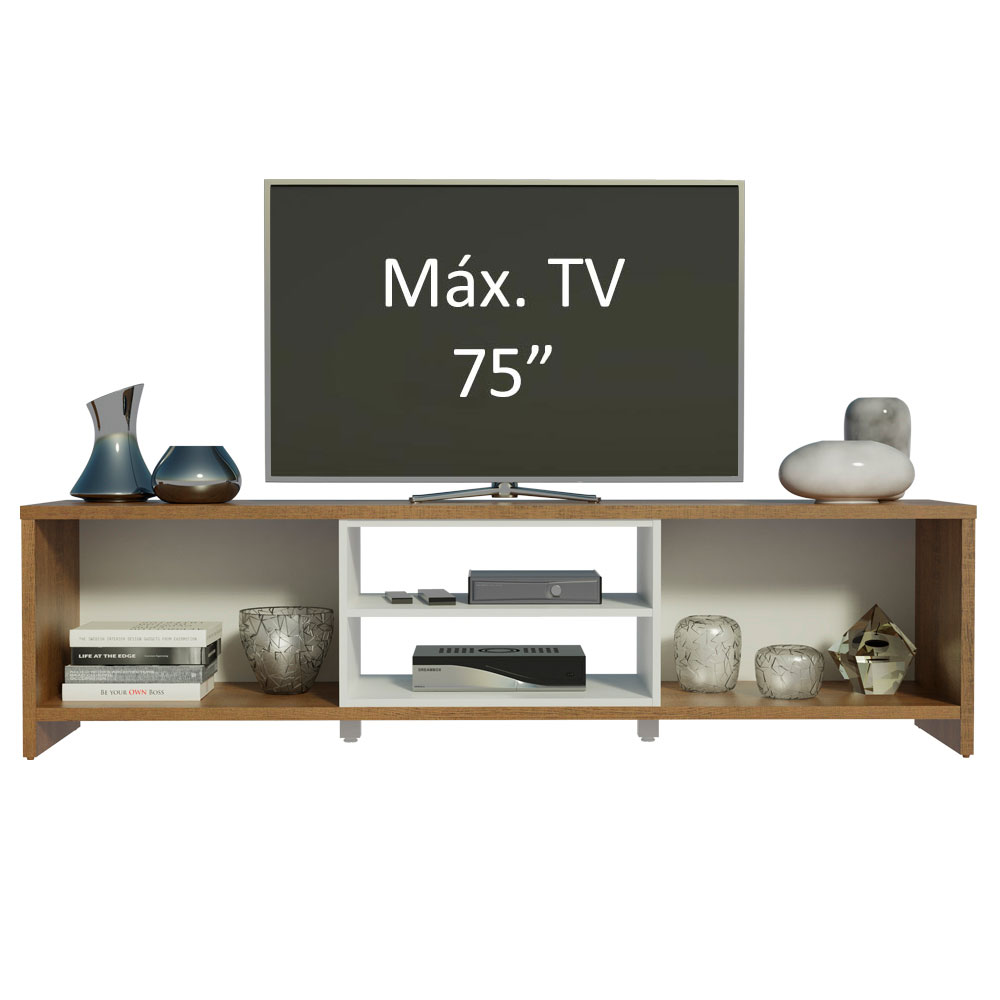 Centro de Entretenimiento Mesa para TV Metz 180 cm Hasta 75 Pulgadas Marrón/Blanco Madesa