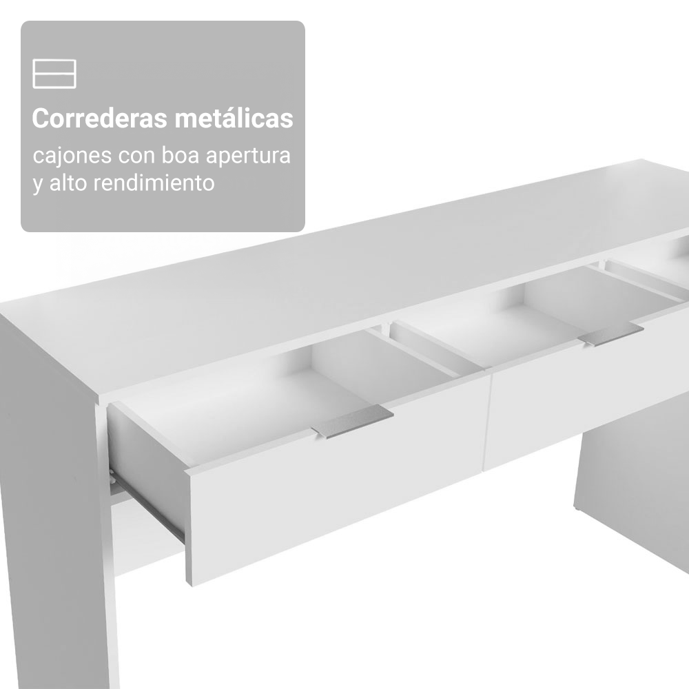 Tocador de Camerino Carly con 3 Cajones (Sin Espejo) Blanco