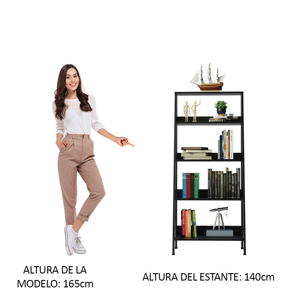 Mueble Estante Librero 61 cm con 4 Niveles Negro Madesa