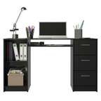 Escritorio de Oficina 136 cm Alaska 1 Puerta 3 Cajones Negro Madesa