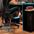 Escritorio Gamer Moderno para PC y Consola NegroAzul