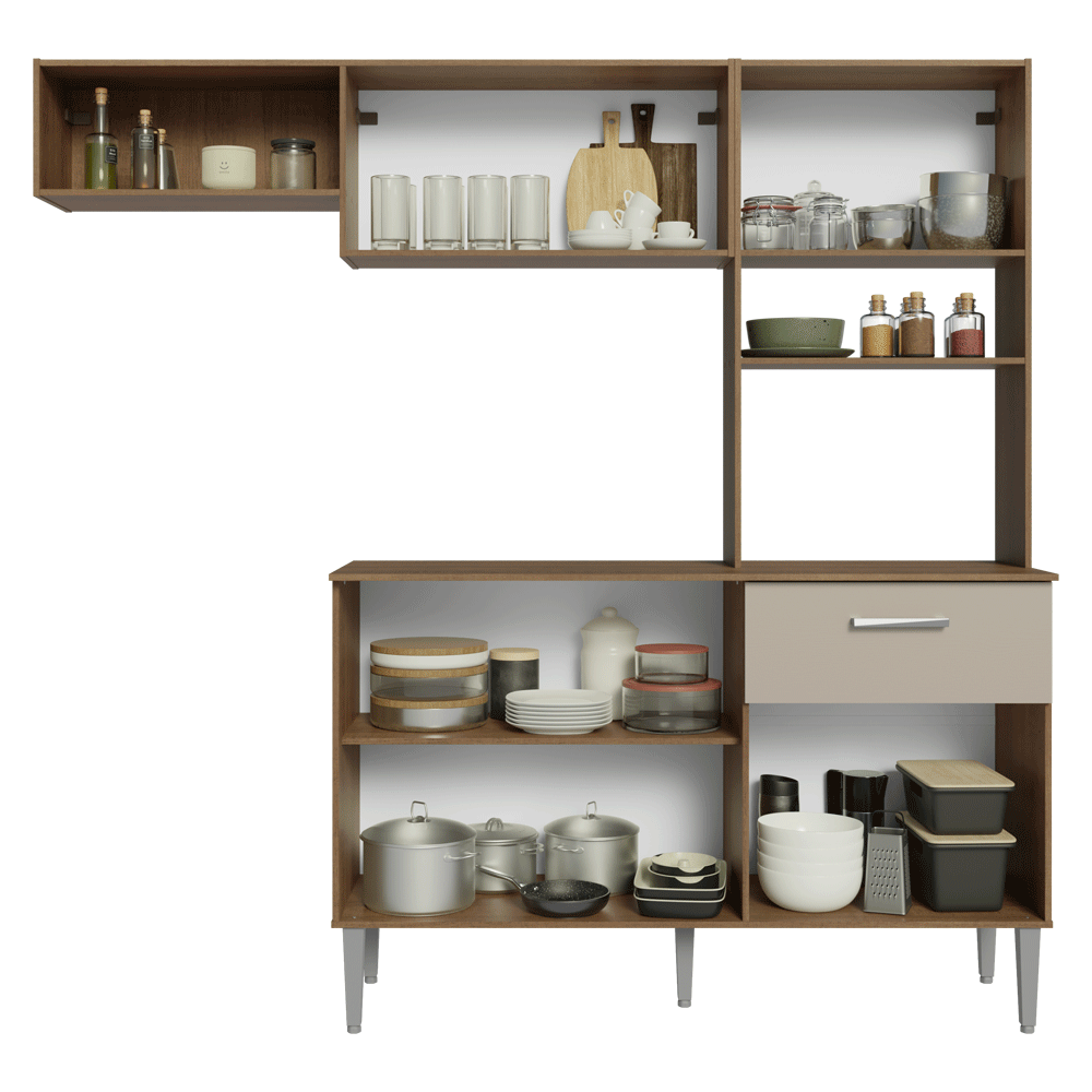 Mueble de Cocina Compacta Aura 2.00 Metros MarrónCrema
