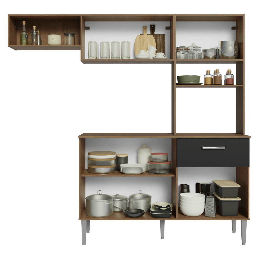 Mueble de Cocina Compacta Aura 2.00 Metros MarrónNegro