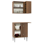 Kit Mueble de Cocina Superior y Mueble Bajo de Esquina Emilly Marrón