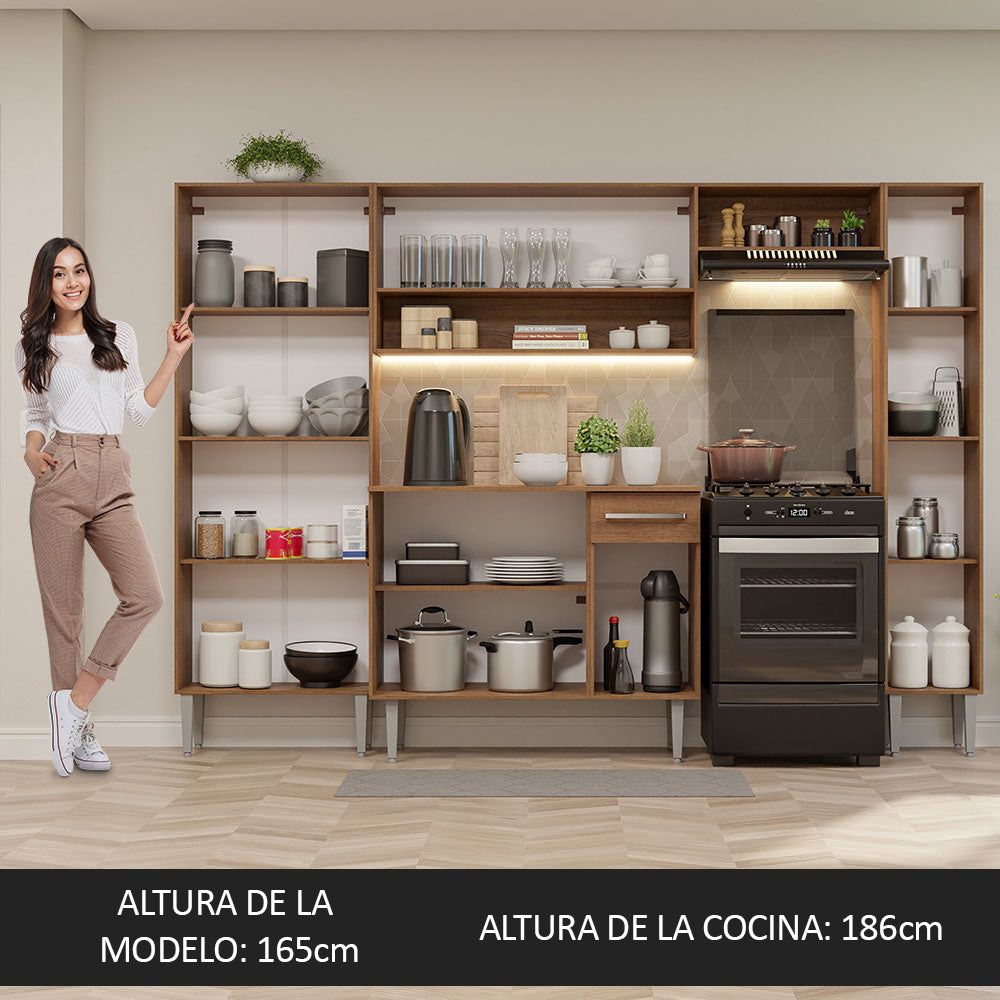Cocina Integral Emilly Hit 2.60 Metros Marrón