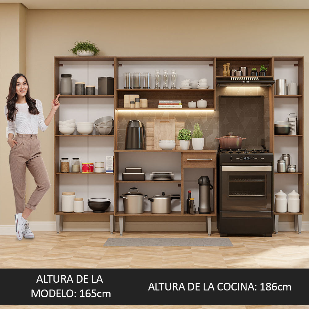 Cocina Integral Emilly Hit 2.60 Metros Marrón/Negro/Marrón