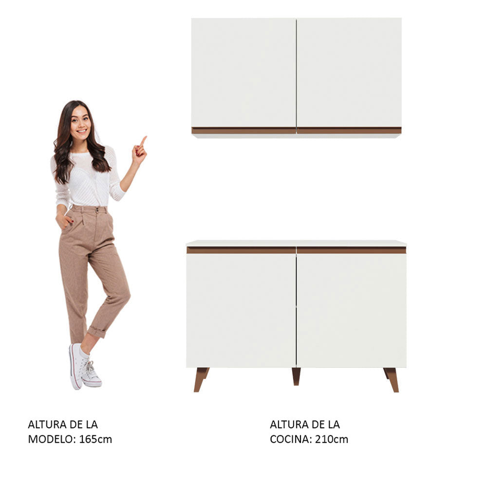 Kit Mueble de Cocina Superior y Mueble Bajo Reims 1.20 m Blanco