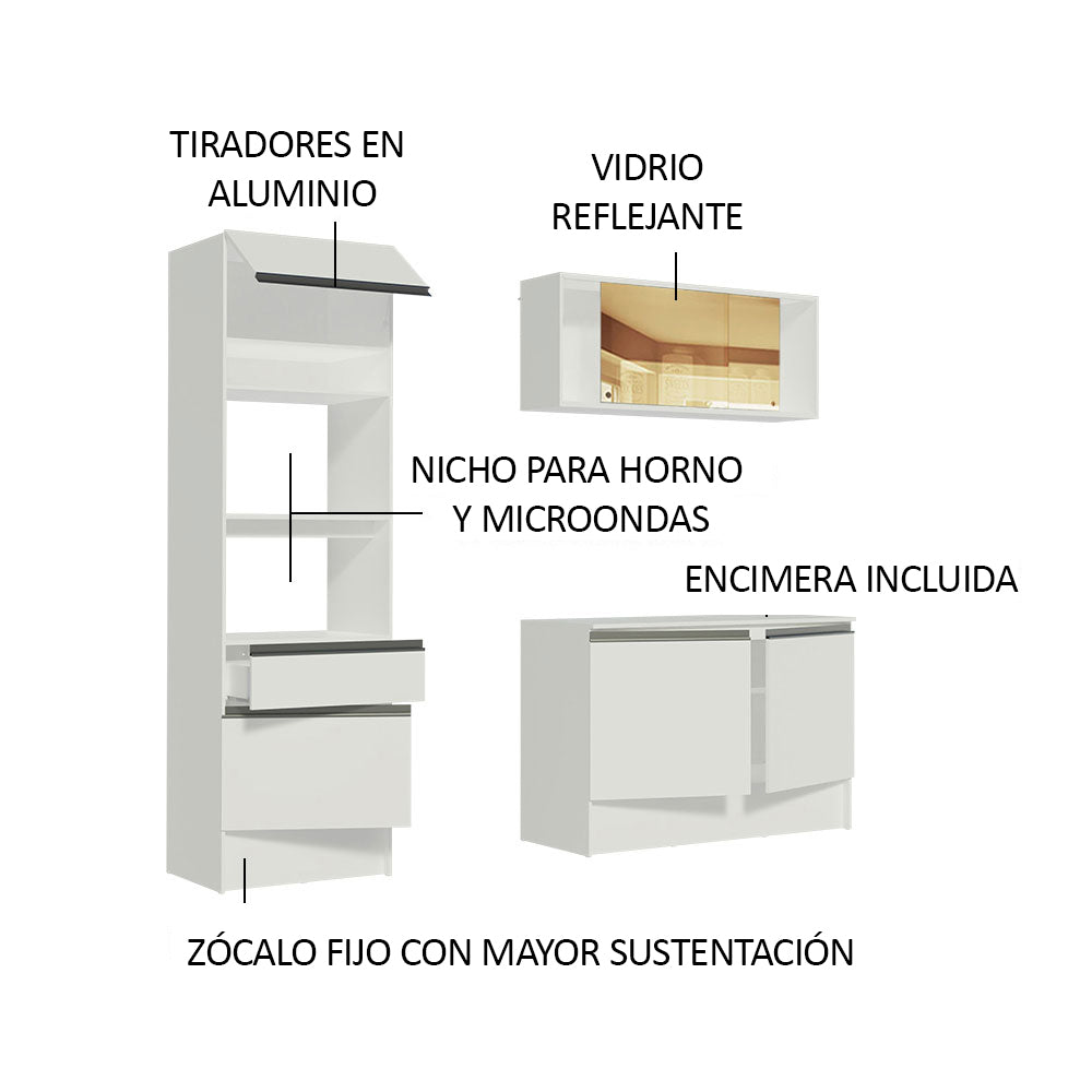 Cocina Integral Diamante 1.80 m con Encimera Blanco