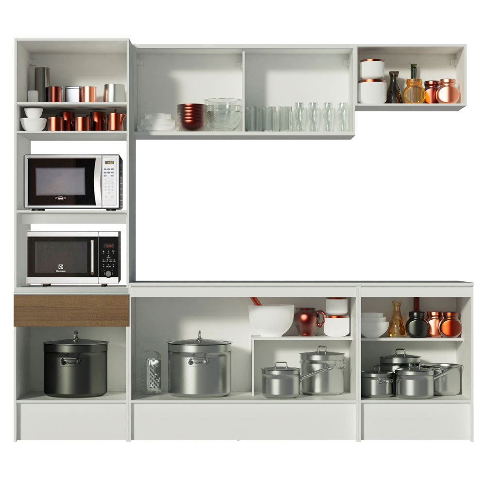 Cocina Integral Topazio 2.40 m con Encimera Blanco/Marrón