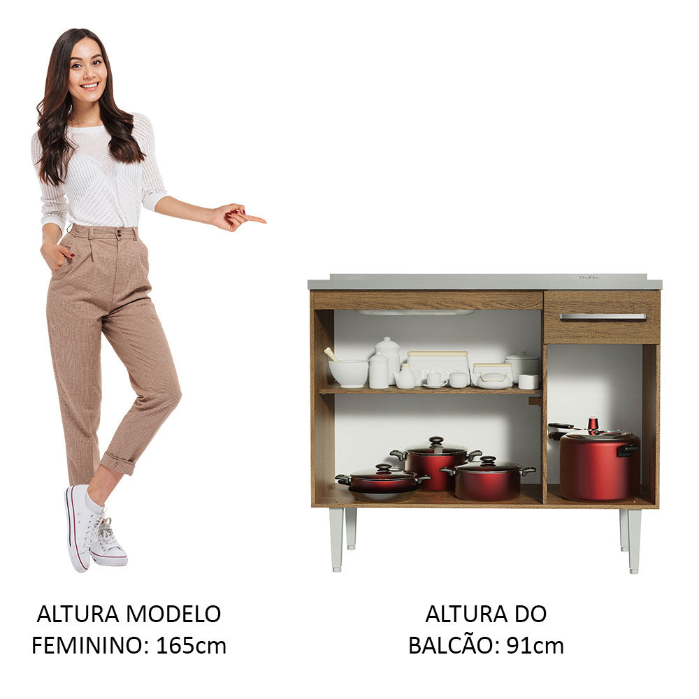 Mueble de Cocina Emilly 1.05 m con Mesón de Acero