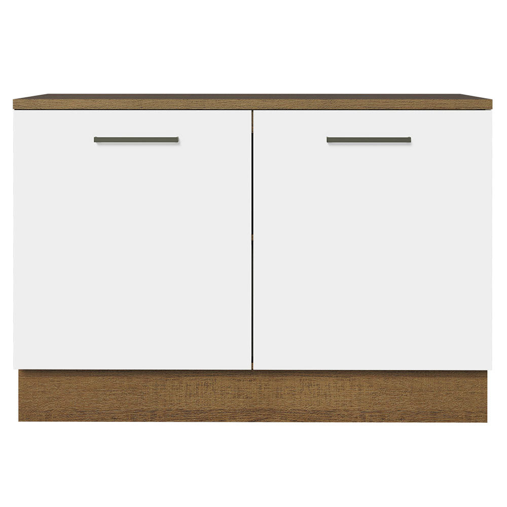Mueble de Cocina Bajo Agata 1.20 m 2 Puertas con Encimera Marrón/Blanco