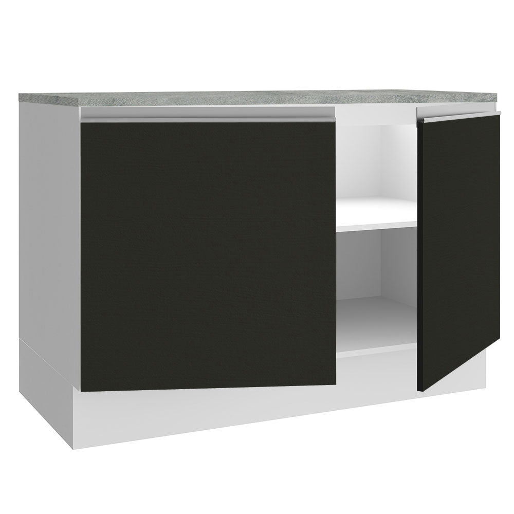 Mueble de Cocina Bajo Glamy 1.20 m 2 Puertas con Encimera Blanco/Negro