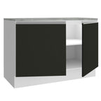 Mueble de Cocina Bajo Glamy 1.20 m 2 Puertas con Encimera Blanco/Negro