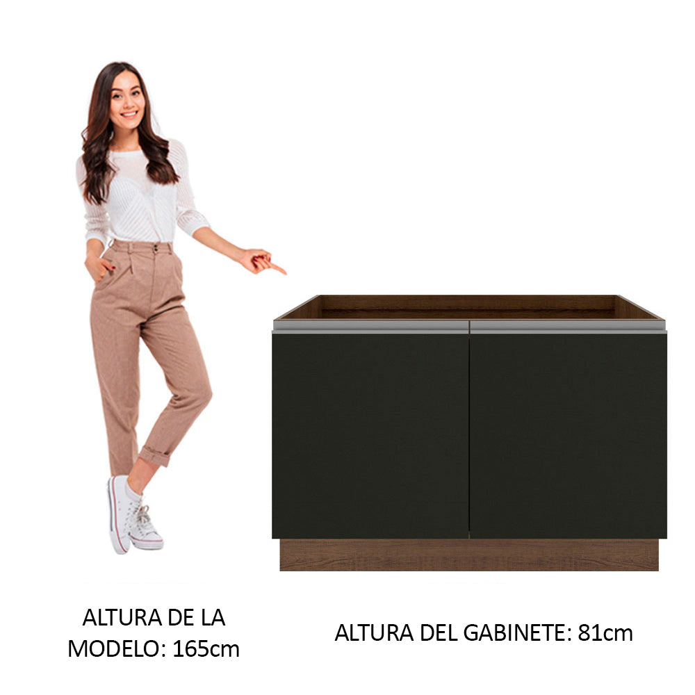Mueble de Cocina Bajo Glamy 1.20 Metros 2 Puertas Marrón/Negro