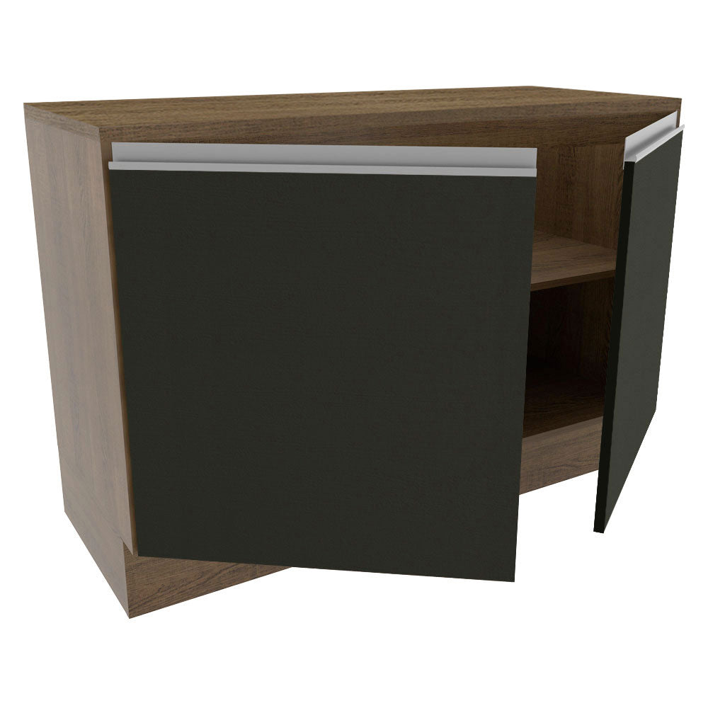 Mueble de Cocina Bajo Glamy 1.20 m 2 Puertas con Encimera Marrón/Negro