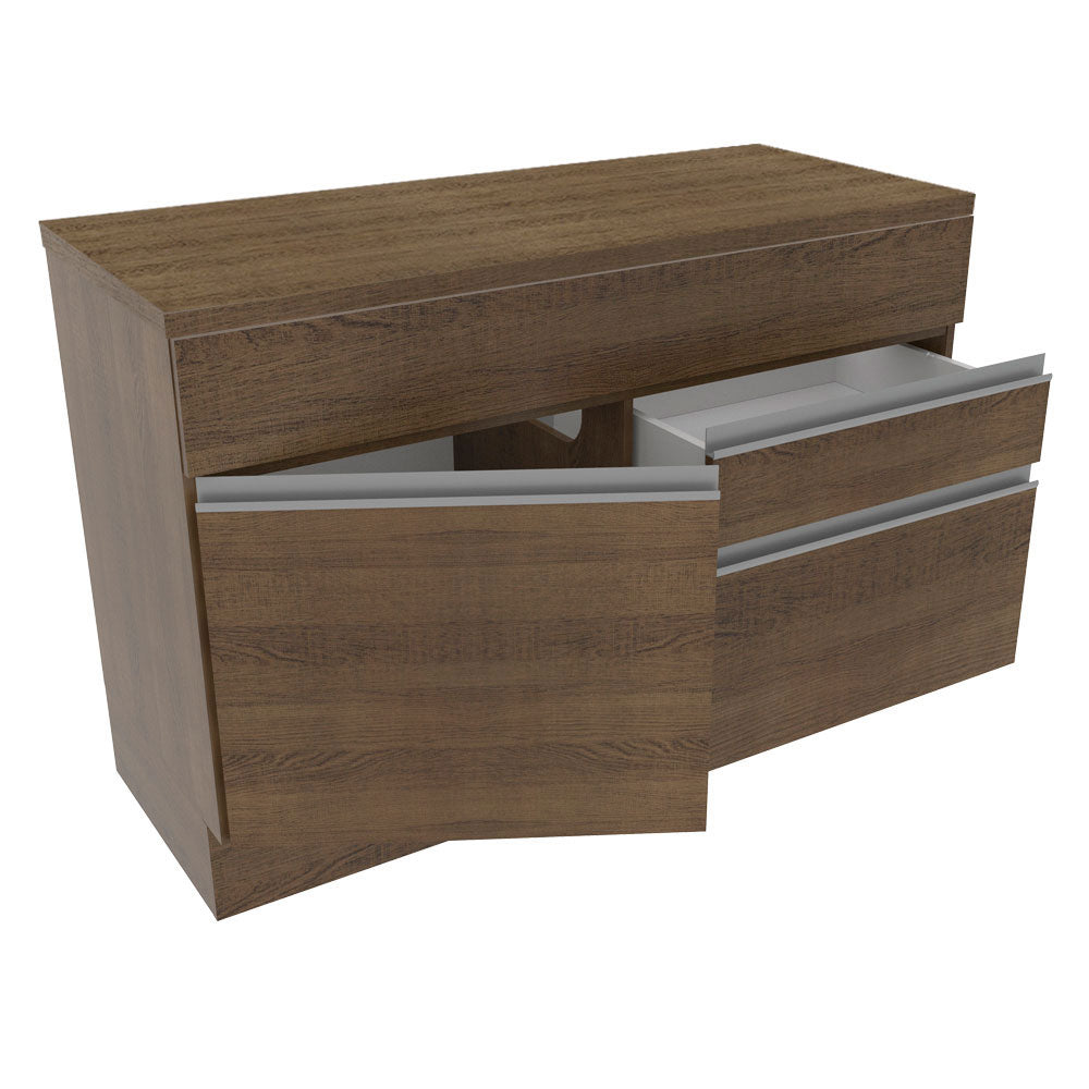 Mueble de Cocina Bajo Glamy 1.20 m 1 Puerta 2 Cajones con Encimera Marrón