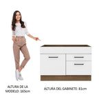 Mueble de Cocina Bajo Agata 1.20 m 1 Puerta 2 Cajones Marrón/Blanco