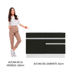 Gabinete Bajo de Lavaplatos 120cm 1 Puerta 2 Cajones Blanco/Negro (Sin Mesón y Sin Lavaplatos) Glamy