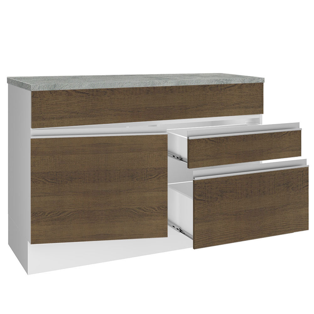Mueble de Cocina Bajo Glamy 1.20 m 1 Puerta 2 Cajones con Encimera