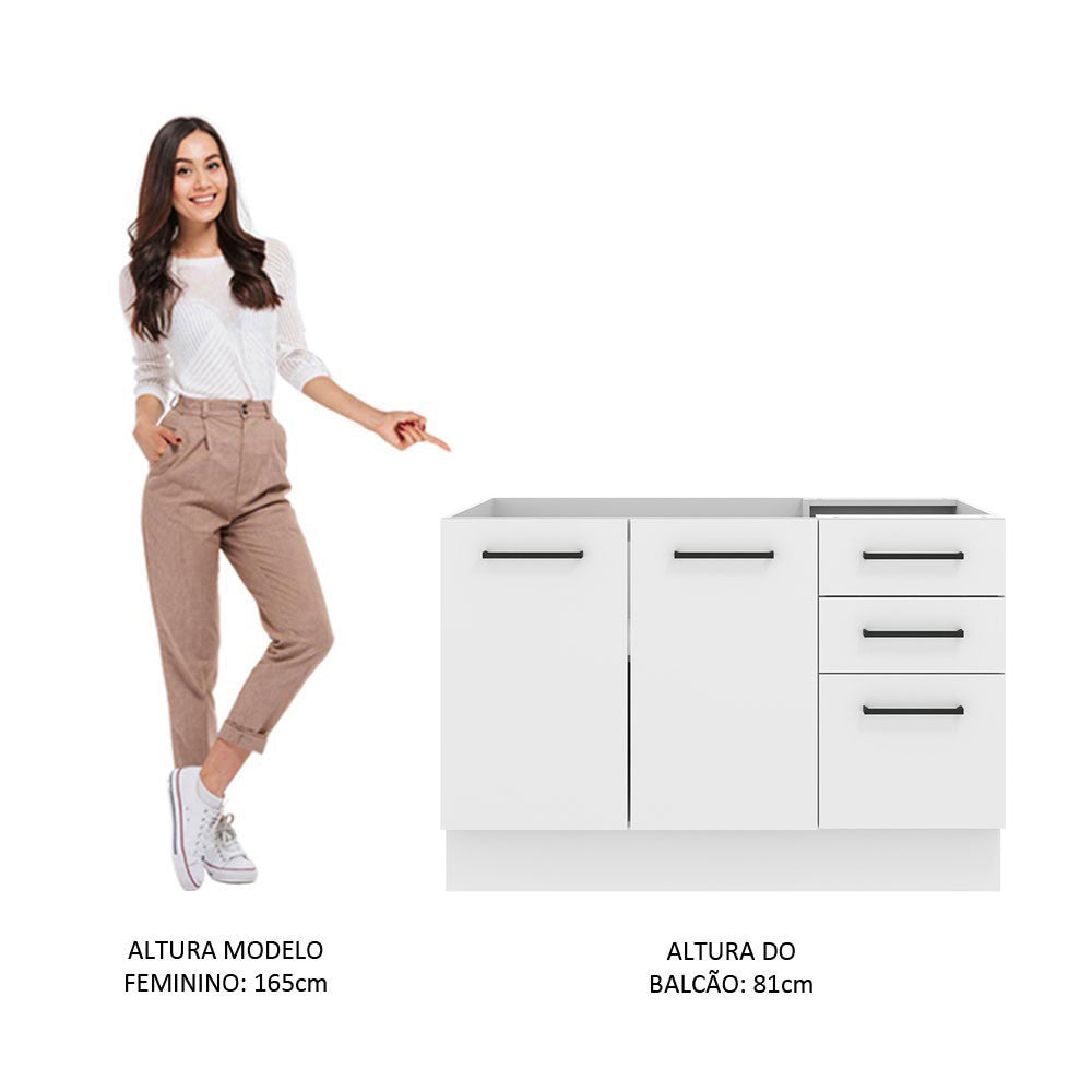 Mueble de Cocina Bajo Agata 1.20 m 2 Puertas 3 Cajones