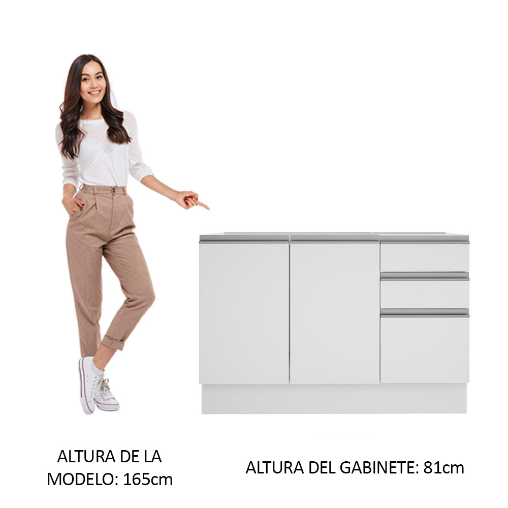 Mueble de Cocina Bajo Glamy 1.20 m 2 Puertas 3 Cajones