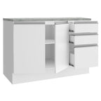 Mueble de Cocina Bajo Glamy 1.20 m 2 Puertas 3 Cajones con Encimera Blanco