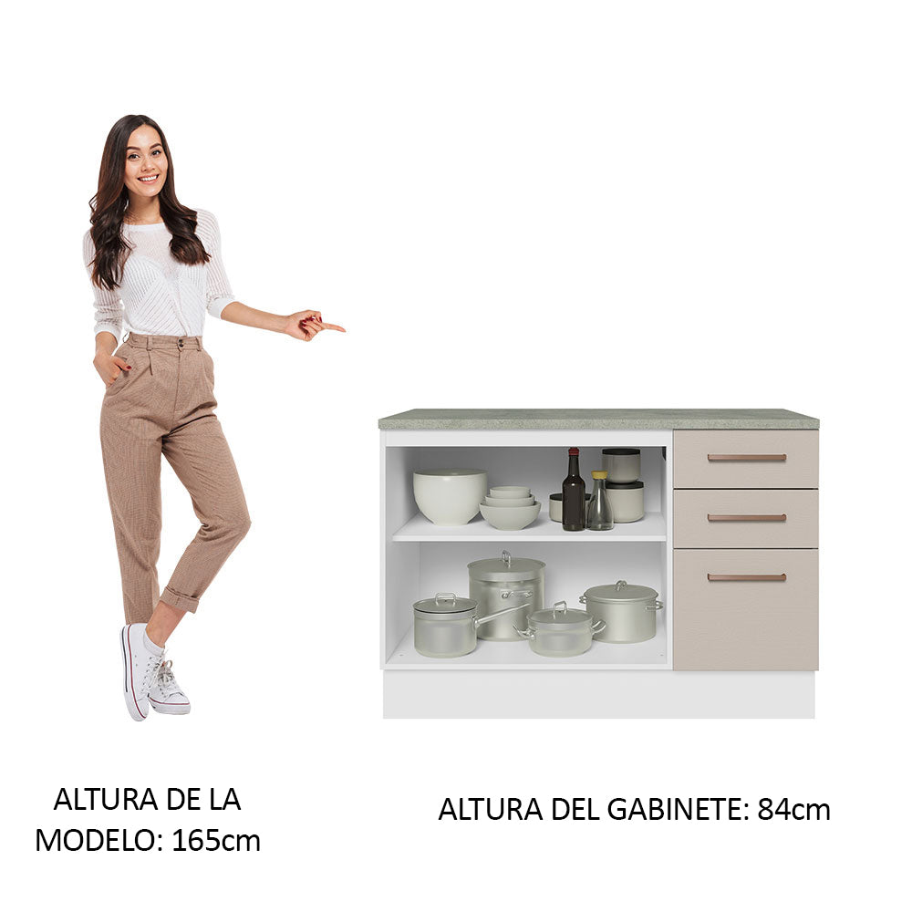 Mueble de Cocina Bajo Agata 1.20 m 2 Puertas 3 Cajones con Encimera