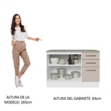 Mueble de Cocina Bajo Agata 1.20 m 2 Puertas 3 Cajones con Encimera