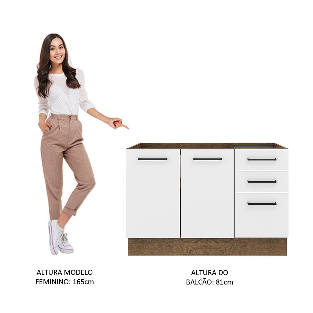 Mueble de Cocina Bajo Agata 1.20 m 2 Puertas 3 Cajones