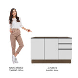 Mueble de Cocina Bajo Glamy 1.20 m 2 Puertas 3 Cajones