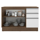 Mueble de Cocina Bajo Glamy 1.20 m 2 Puertas 3 Cajones con Encimera