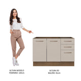 Mueble de Cocina Bajo Agata 1.20 m 2 Puertas 3 Cajones