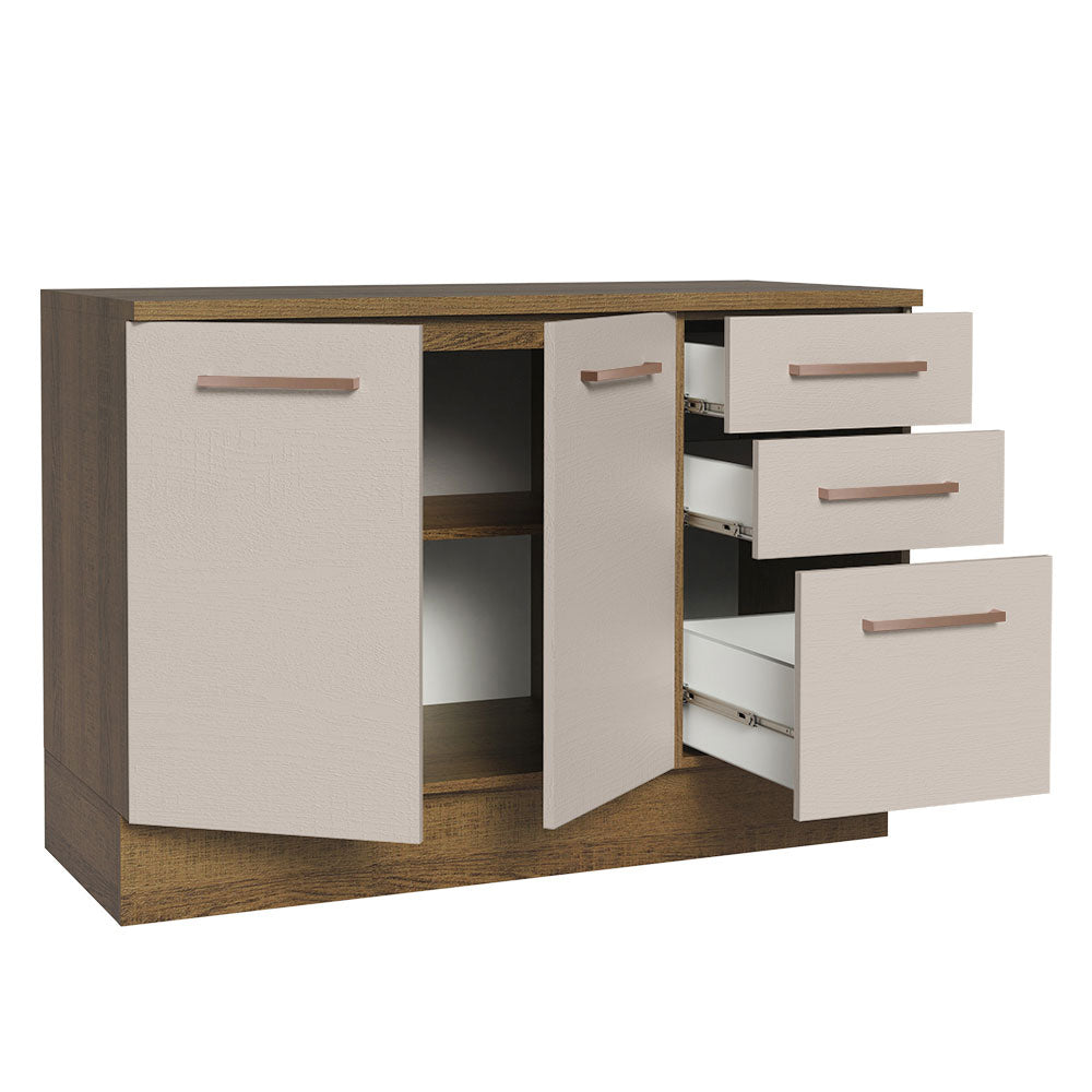 Mueble de Cocina Bajo Agata 1.20 m 2 Puertas 3 Cajones con Encimera