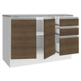 Mueble de Cocina Bajo Glamy 1.20 m 2 Puertas 3 Cajones con Encimera