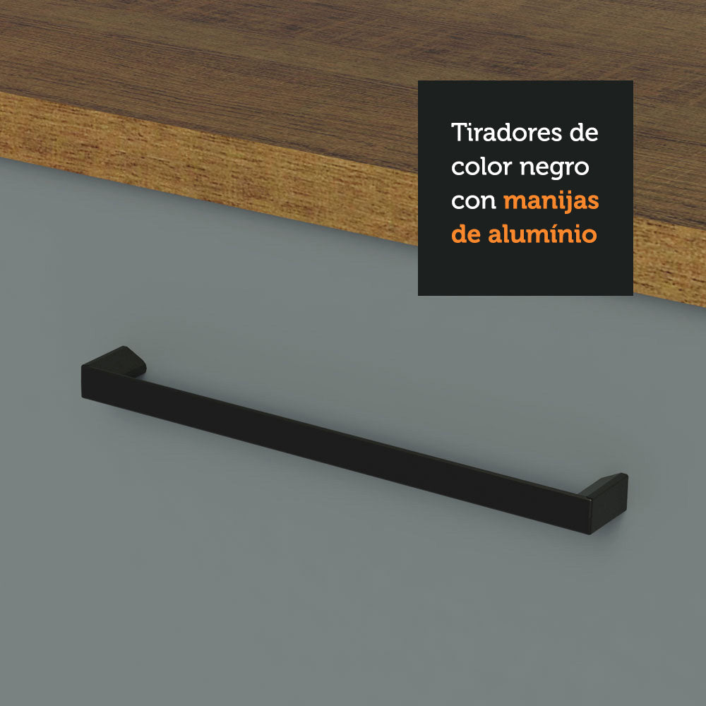 Mueble de Cocina Bajo Agata 1.20 m 2 Puertas 3 Cajones con Encimera Marrón/Gris