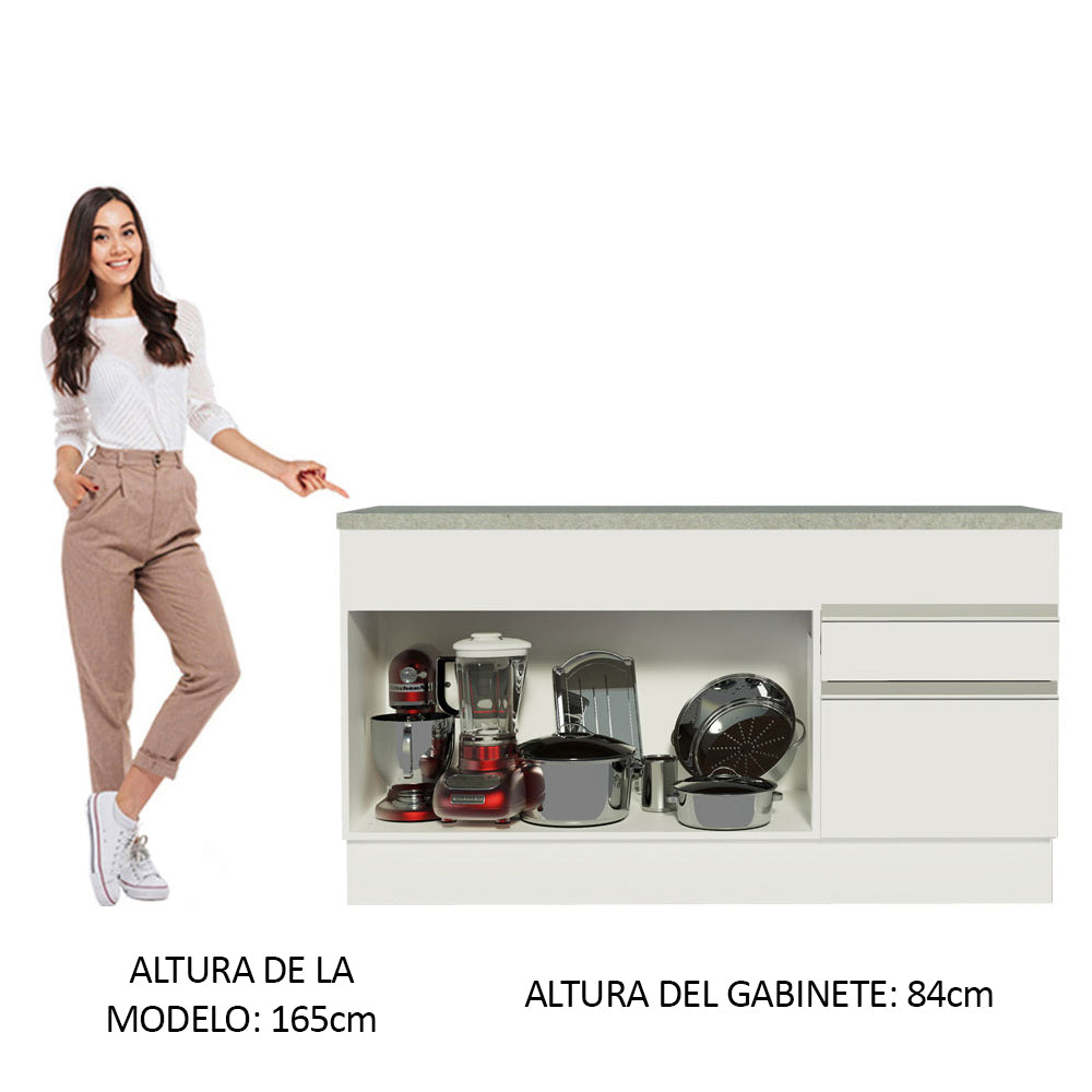 Mueble de Cocina Bajo Glamy 1.50 m 2 Puertas 2 Cajones con Encimera
