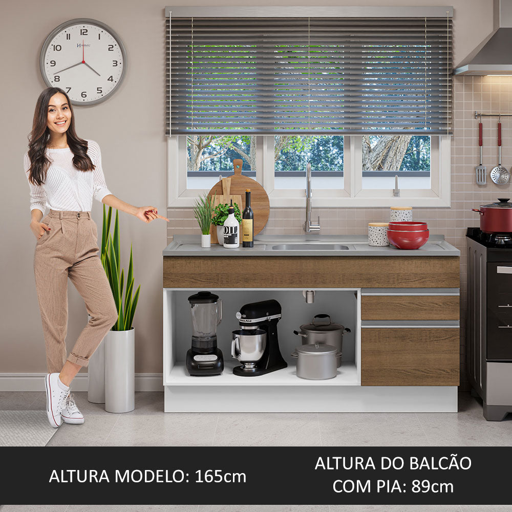 Mueble de Cocina Bajo Glamy 1.50 Metros con Mesón de Acero