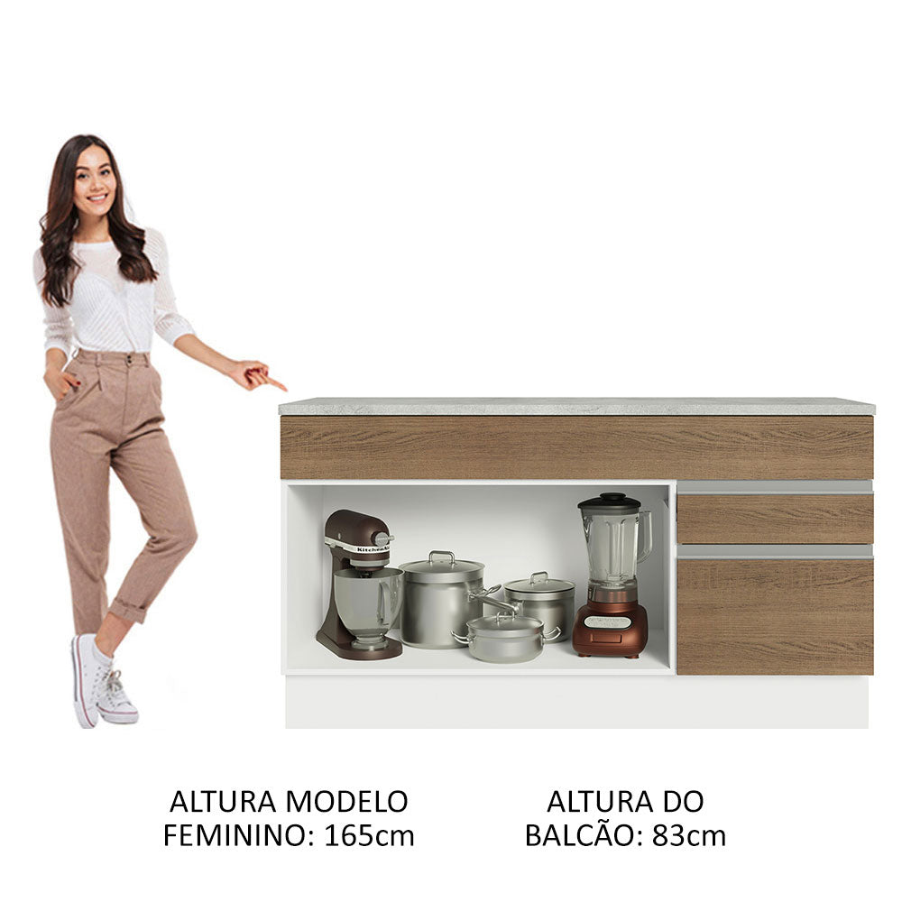 Mueble de Cocina Bajo Glamy 1.50 m 2 Puertas 2 Cajones con Encimera