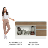 Mueble de Cocina Bajo Glamy 1.50 m 2 Puertas 2 Cajones con Encimera