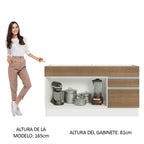 Mueble de Cocina Bajo Glamy 1.50 m 2 Puertas 2 Cajones Blanco/Marrón