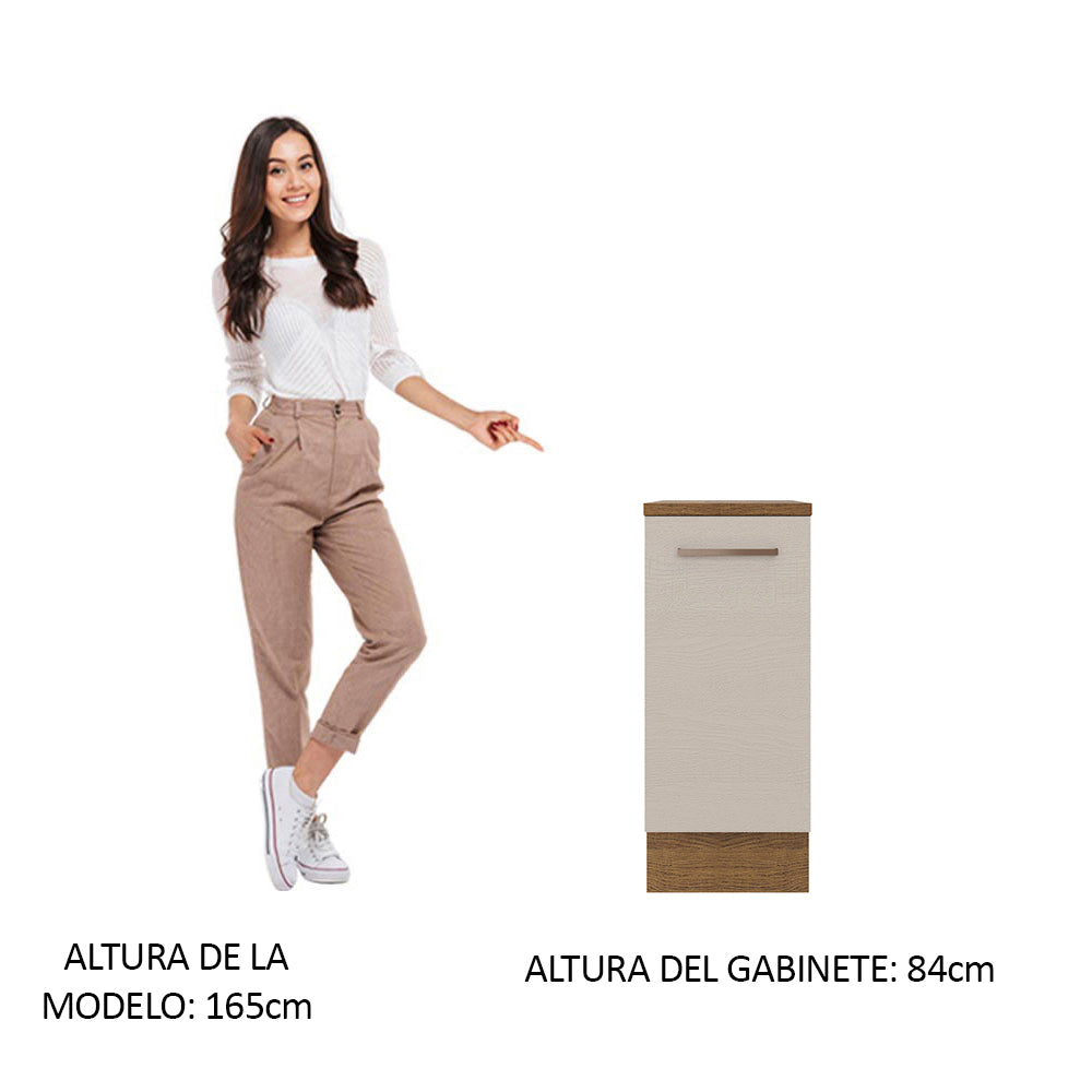 Mueble de Cocina Bajo Agata 35 cm 1 Puerta Marrón/Crema