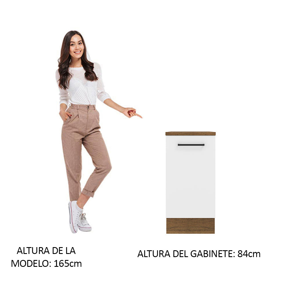 Mueble de Cocina Bajo Agata 40 cm 1 Puerta Marrón/Blanco