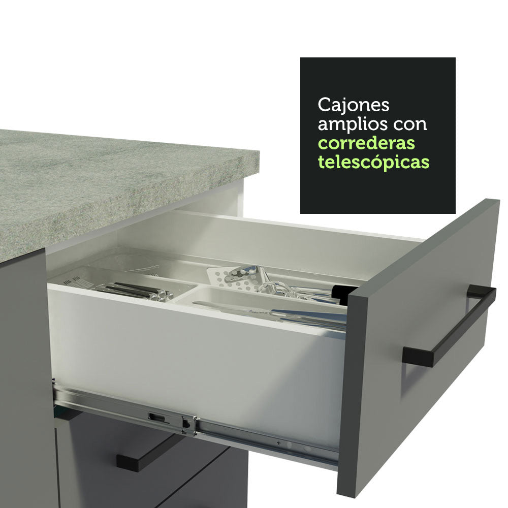 Mueble de Cocina Bajo Agata 40 cm 3 Cajones Blanco/Gris