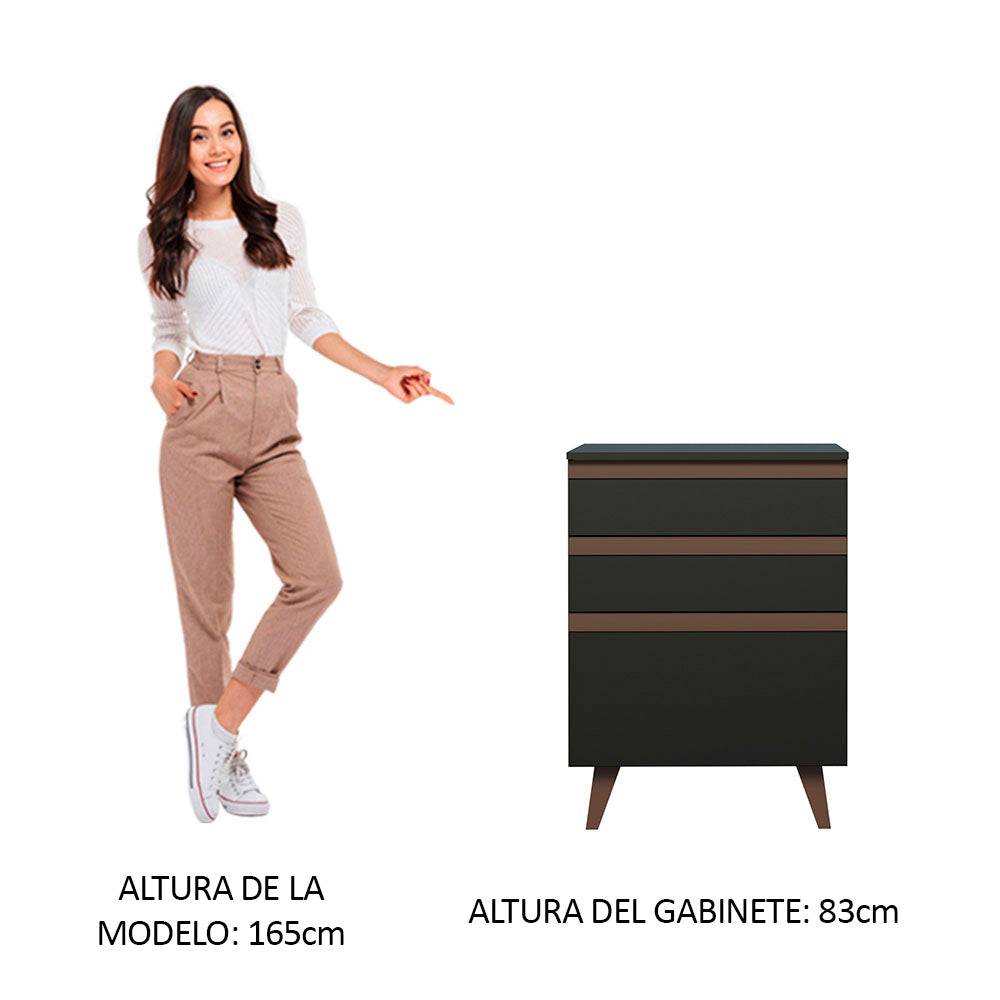Mueble de Cocina Bajo Reims 60 cm 3 Cajones Negro