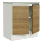 Mueble de Cocina Bajo Glamy 70 cm 2 Puertas Blanco/Marrón