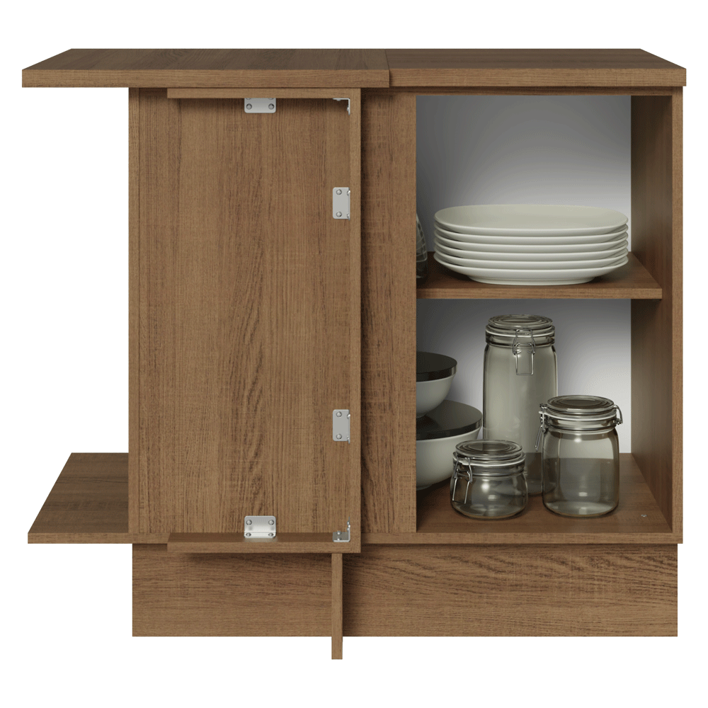 Mueble de Cocina Bajo de Esquina Glamy 1 Puerta Marrón/Blanco